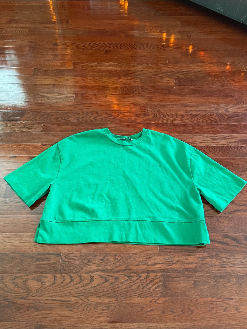 Zara Emerald Green Women’s Oversized Cropped Shirt (size Small)